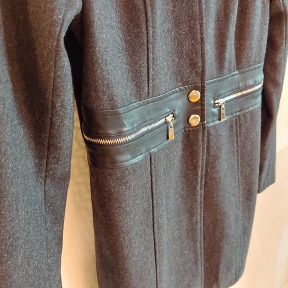 Dark Gray Wool-Blend Coat - Picture 9 of 14